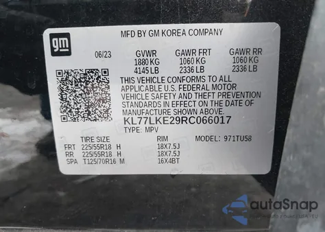 2024 Chevrolet Trax Activ z USA, uszkodzony, nr VIN KL77LKE29RC066017